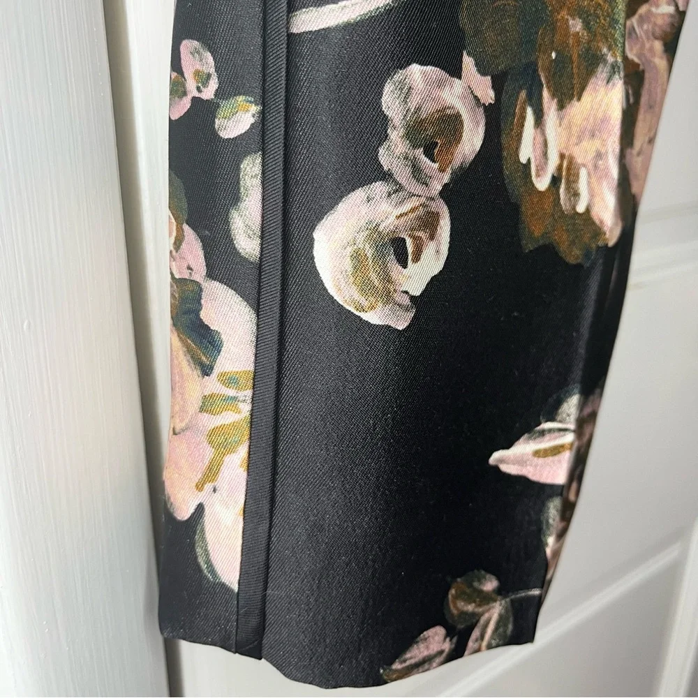 J. Crew Black and Pink Silk Floral Cropped Pants - Picture 3 of 8